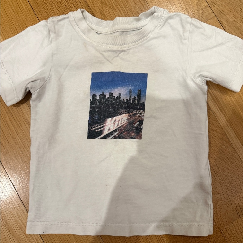 Kith White Tee with Blue Cityscape Graphic